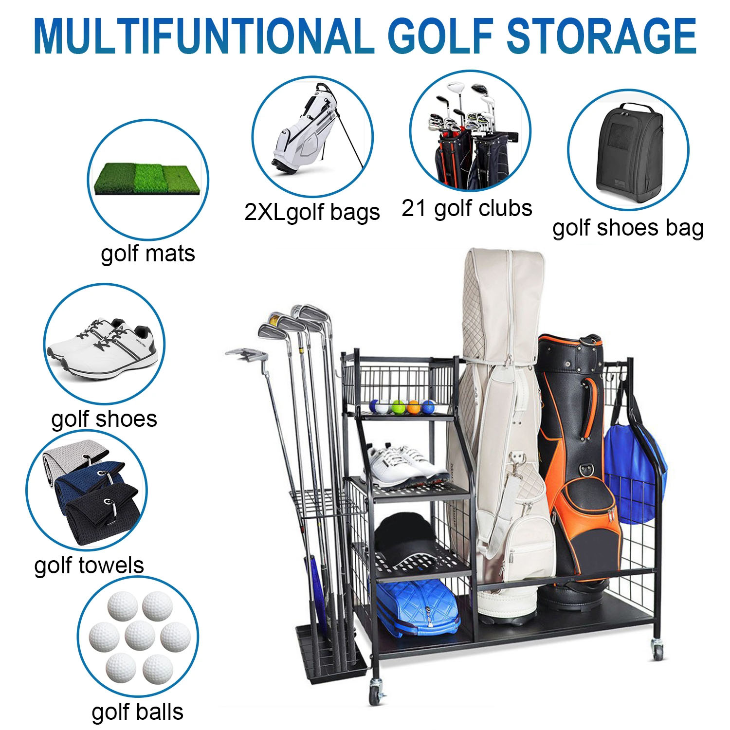 Golf Bag Storage Garage Organi - Golf Equipment Garage Storage ulasan dan harga