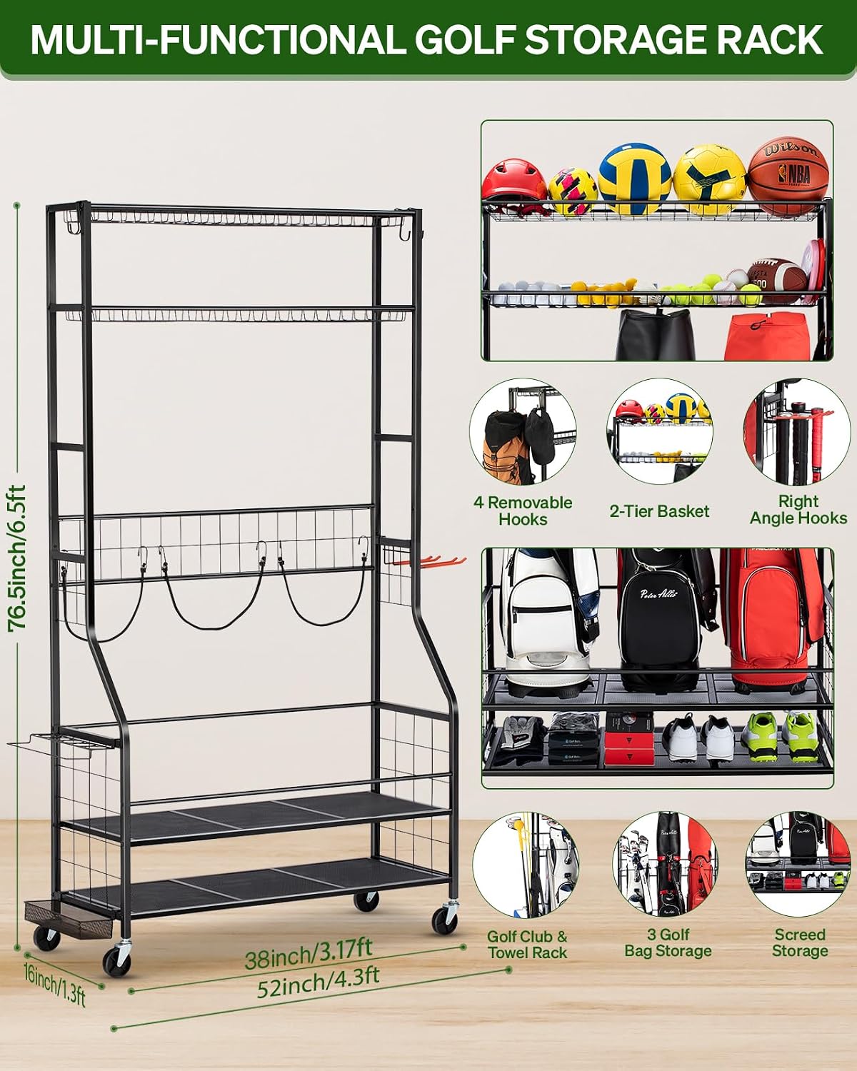 Golf Bag Storage Organizer Rac - Golf Equipment Organizer For Garage ulasan dan harga