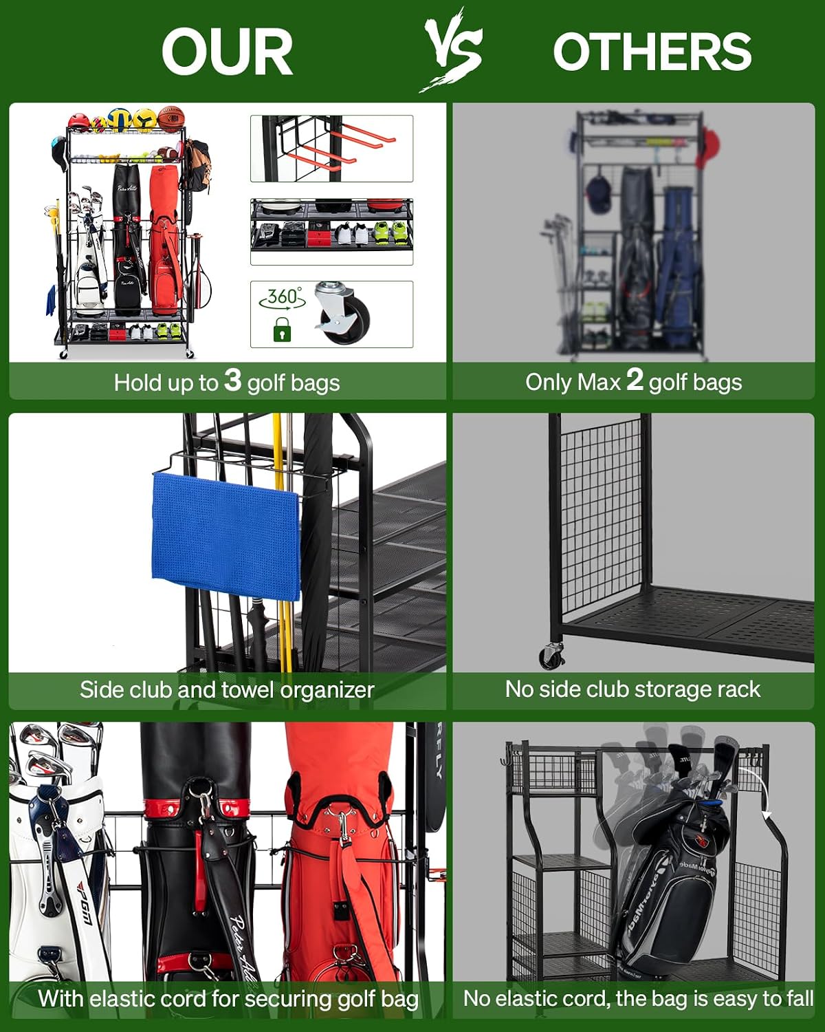 Golf Bag Storage Organizer Rac - Golf Equipment Organizer For Garage ulasan dan harga