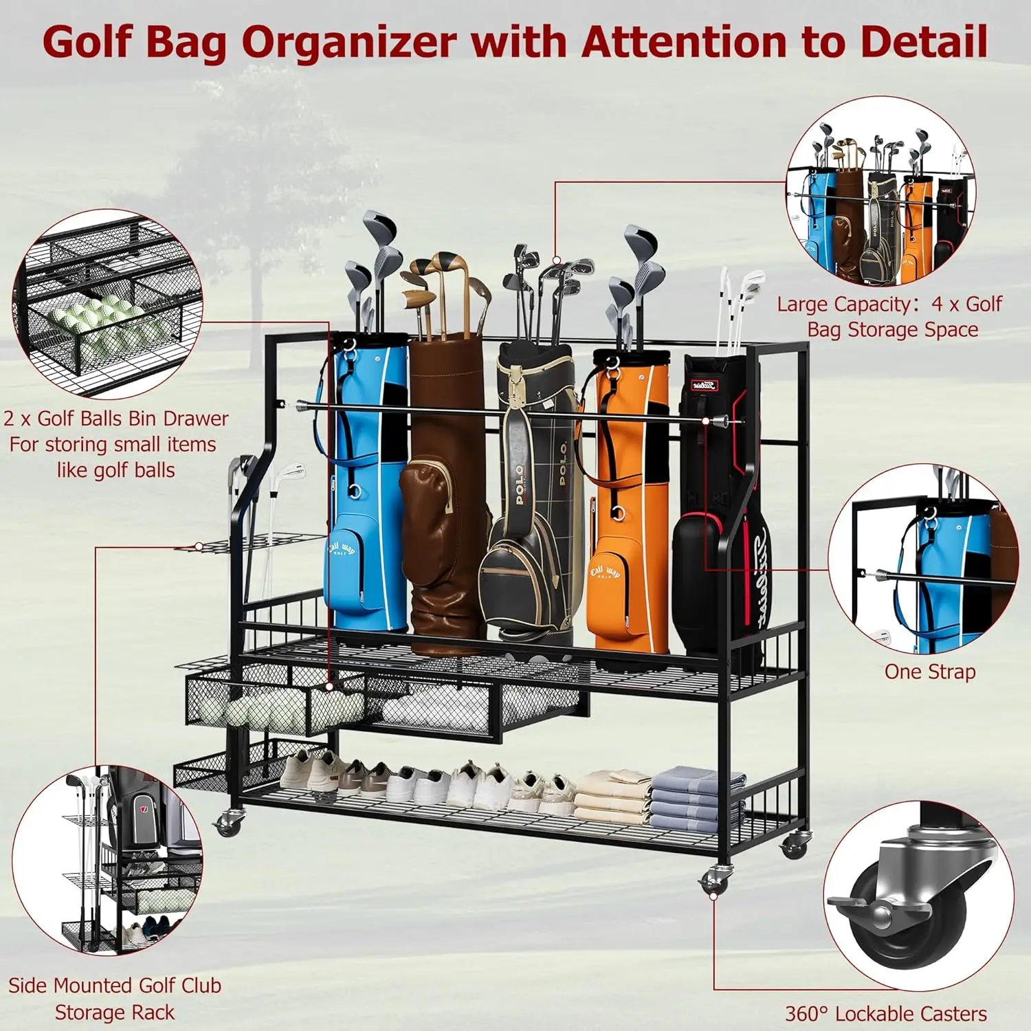 Multifunctional Rolling Golf B - Golf Equipment Garage Storage ulasan dan harga