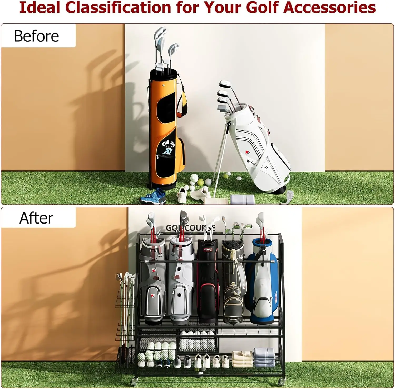 Multifunctional Rolling Golf B - Golf Equipment Garage Storage ulasan dan harga